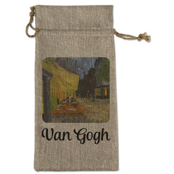 Cafe Terrace at Night (Van Gogh 1888) Large Burlap Gift Bag - Front