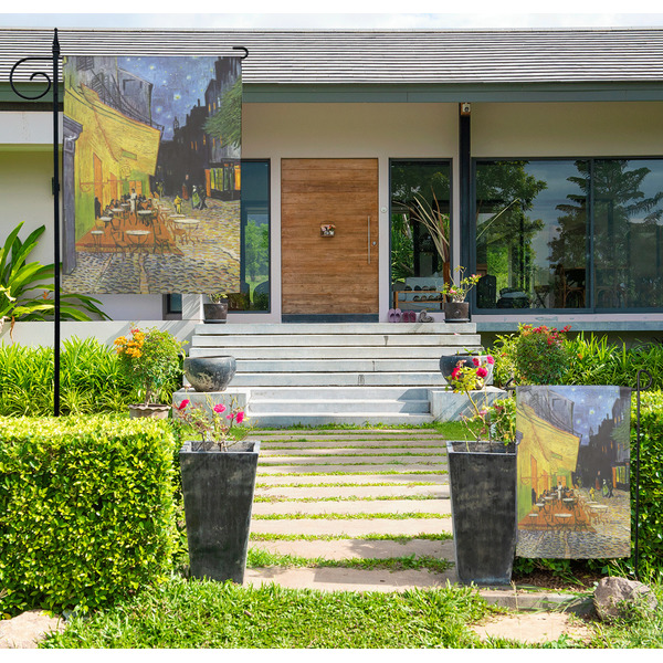 Custom Cafe Terrace at Night (Van Gogh 1888) Large Garden Flag - Single Sided