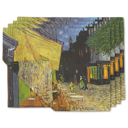 Cafe Terrace at Night (Van Gogh 1888) Double-Sided Linen Placemat - Set of 4