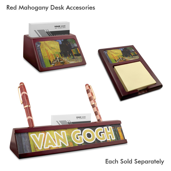 Cafe Terrace at Night (Van Gogh 1888) Mahogany Desk Accessories
