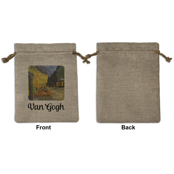 Cafe Terrace at Night (Van Gogh 1888) Medium Burlap Gift Bag - Front Approval