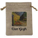 Cafe Terrace at Night (Van Gogh 1888) Medium Burlap Gift Bag - Front