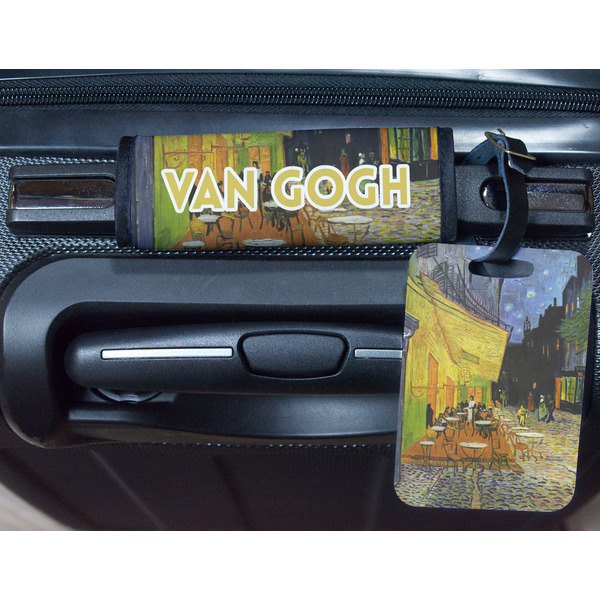 Cafe Terrace at Night (Van Gogh 1888) Metal Luggage Tag & Handle Wrap - In Context