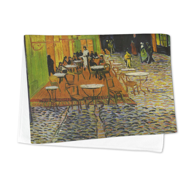 Cafe Terrace at Night (Van Gogh 1888) Microfiber Dish Towel - FOLDED HALF