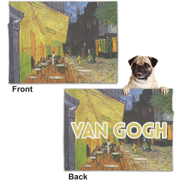 Cafe Terrace at Night (Van Gogh 1888) Microfleece Dog Blanket - Regular - Front & Back
