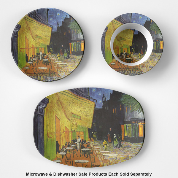 Cafe Terrace at Night (Van Gogh 1888) Microwave Safe Composite Polymer Plastic Dishware - Group