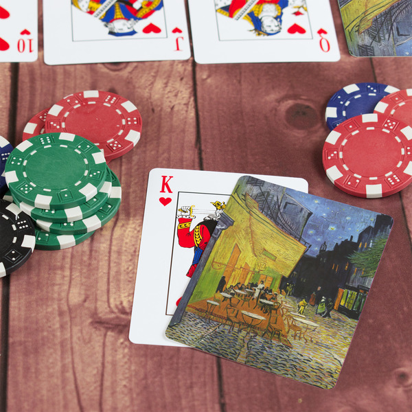 Cafe Terrace at Night (Van Gogh 1888) On Table with Poker Chips