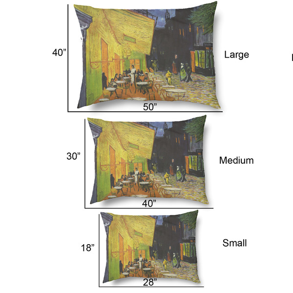 Cafe Terrace at Night (Van Gogh 1888) Outdoor Dog Beds - SIZE CHART