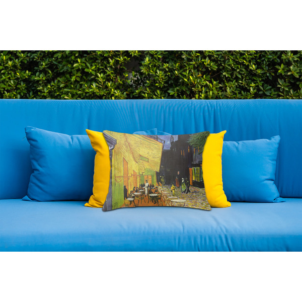 Cafe Terrace at Night (Van Gogh 1888) Outdoor Throw Pillow  - LIFESTYLE (Rectangular - 20x14)