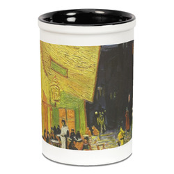 Cafe Terrace at Night (Van Gogh 1888) Ceramic Pencil Holders - Black