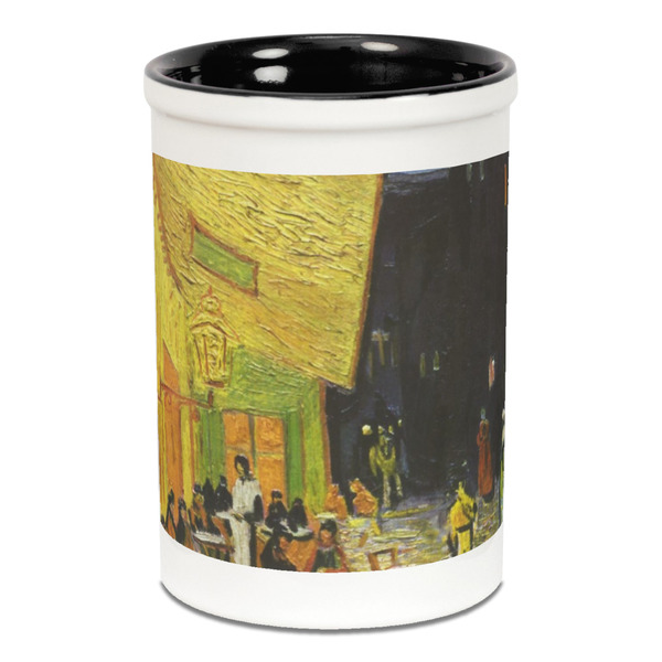 Custom Cafe Terrace at Night (Van Gogh 1888) Ceramic Pencil Holders - Black
