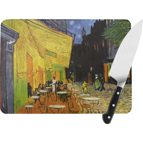 Custom Cafe Terrace at Night (Van Gogh 1888) Rectangular Glass Cutting Board - Medium - 11"x8"