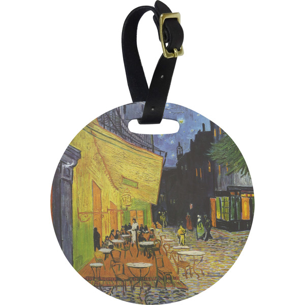 Custom Cafe Terrace at Night (Van Gogh 1888) Plastic Luggage Tag - Round