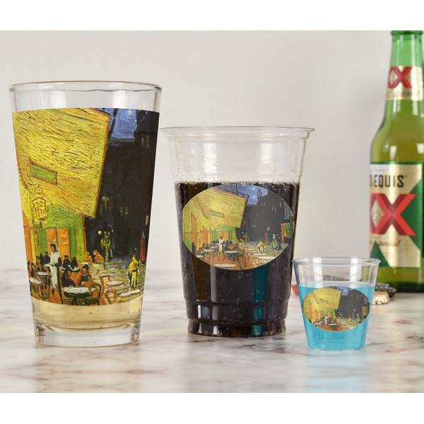 Cafe Terrace at Night (Van Gogh 1888) Pint Glass - Full Fill w Transparency - In Context