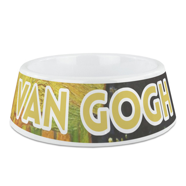 Custom Cafe Terrace at Night (Van Gogh 1888) Plastic Dog Bowl - Medium