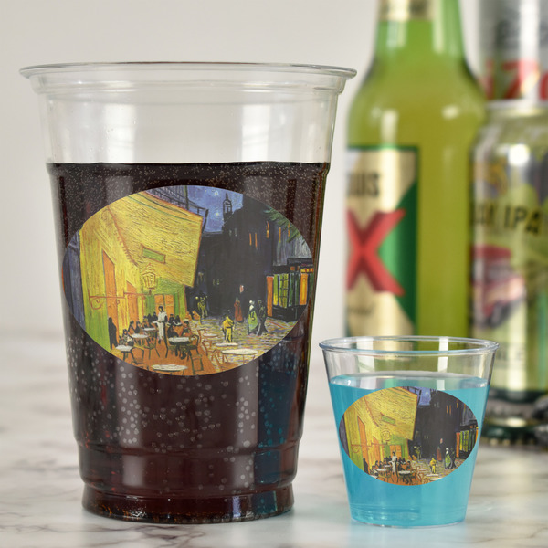 Cafe Terrace at Night (Van Gogh 1888) Plastic Shot Glasses - In Context