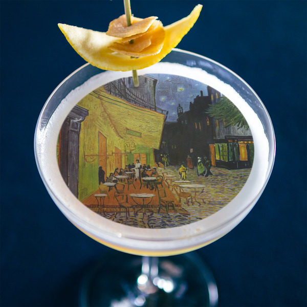 Cafe Terrace at Night (Van Gogh 1888) Printed Drink Topper - Large - In Context