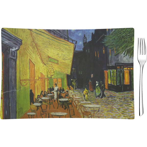 Custom Cafe Terrace at Night (Van Gogh 1888) Glass Rectangular Appetizer / Dessert Plate
