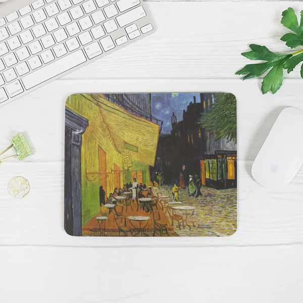 Cafe Terrace at Night (Van Gogh 1888) Rectangular Mouse Pad - LIFESTYLE 2
