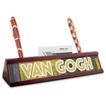 Cafe Terrace at Night (Van Gogh 1888) Red Mahogany Nameplate with Business Card Holder