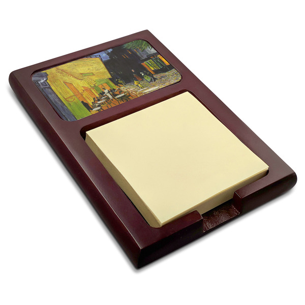 Custom Cafe Terrace at Night (Van Gogh 1888) Red Mahogany Sticky Note Holder