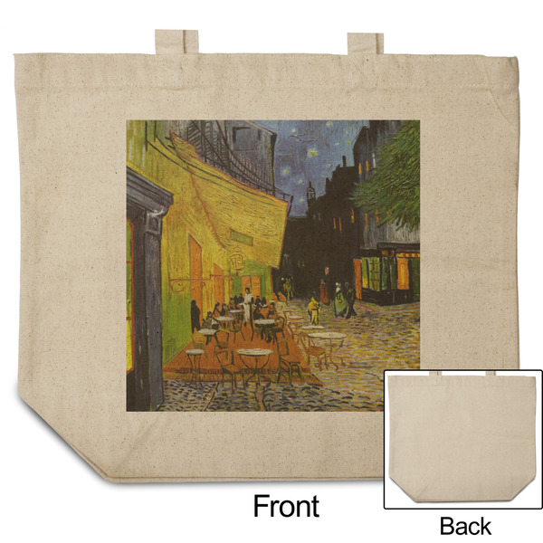 Cafe Terrace at Night (Van Gogh 1888) Reusable Cotton Grocery Bag - Front & Back View