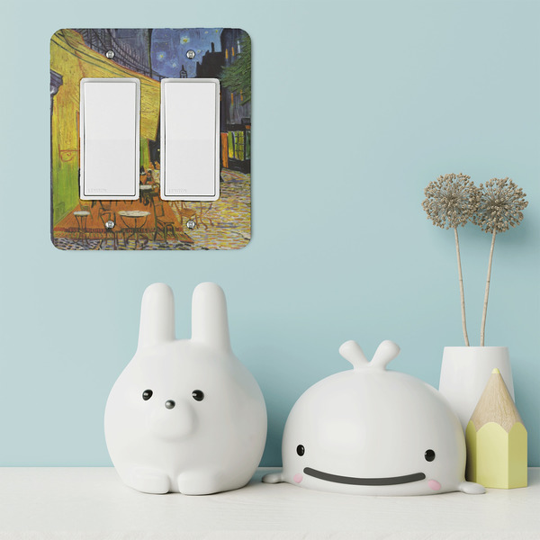 Cafe Terrace at Night (Van Gogh 1888) Rocker Light Switch Covers - Double - IN CONTEXT