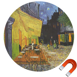 Cafe Terrace at Night (Van Gogh 1888) Round Car Magnet - 6"