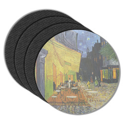 Cafe Terrace at Night (Van Gogh 1888) Round Rubber Backed Coasters - Set of 4