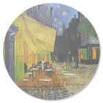 Cafe Terrace at Night (Van Gogh 1888) Round Rubber Backed Coaster