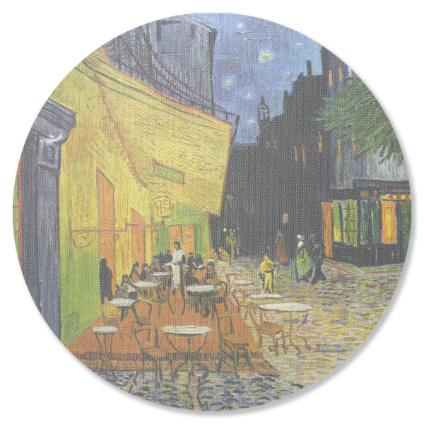 Custom Cafe Terrace at Night (Van Gogh 1888) Round Rubber Backed Coaster