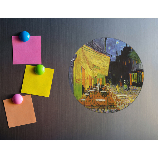 Cafe Terrace at Night (Van Gogh 1888) Round Fridge Magnet - LIFESTYLE
