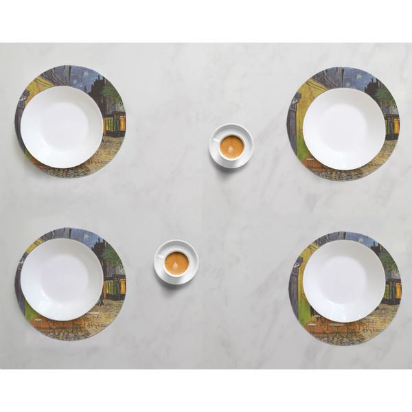 Cafe Terrace at Night (Van Gogh 1888) Round Linen Placemats - LIFESTYLE (set of 4)
