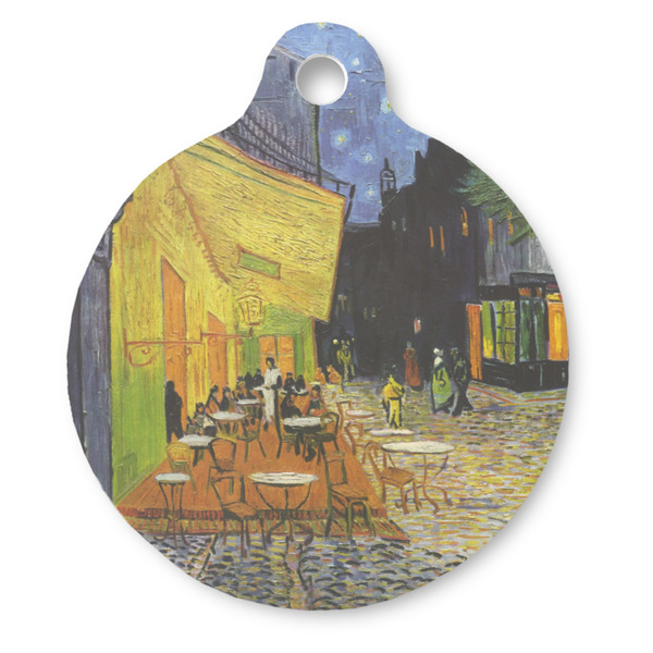 Custom Cafe Terrace at Night (Van Gogh 1888) Round Pet ID Tag - Large
