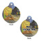 Cafe Terrace at Night (Van Gogh 1888) Round Pet ID Tag - Small - Front & Back View