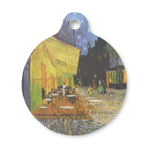 Custom Cafe Terrace at Night (Van Gogh 1888) Round Pet ID Tag - Small