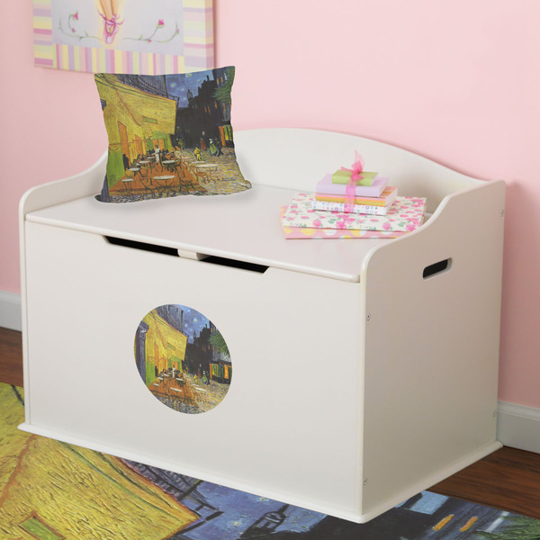 Cafe Terrace at Night (Van Gogh 1888) Round Wall Decal on Toy Chest