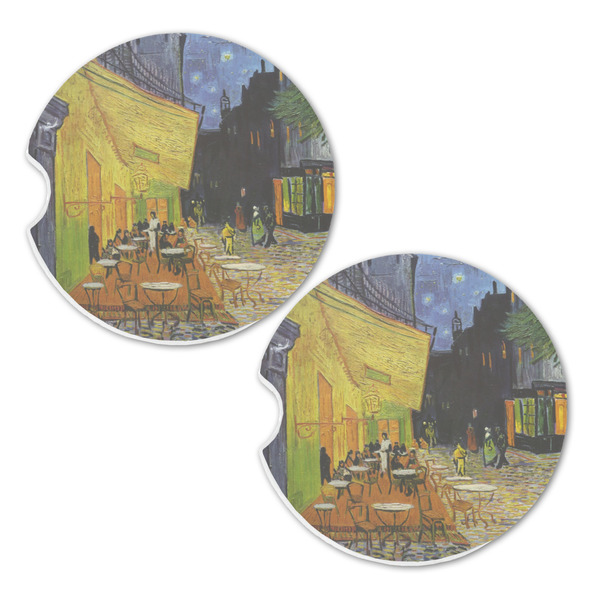 Cafe Terrace at Night (Van Gogh 1888) Sandstone Car Coasters - Set of 2