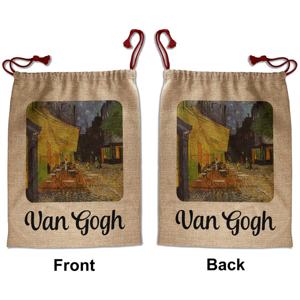 Cafe Terrace at Night (Van Gogh 1888) Santa Bag - Front and Back
