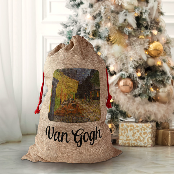 Cafe Terrace at Night (Van Gogh 1888) Santa Bag - Lifestyle