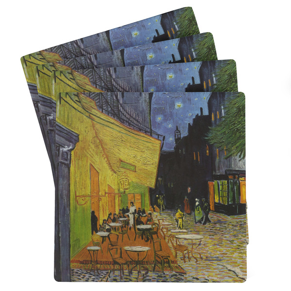Custom Cafe Terrace at Night (Van Gogh 1888) Absorbent Stone Coasters - Set of 4