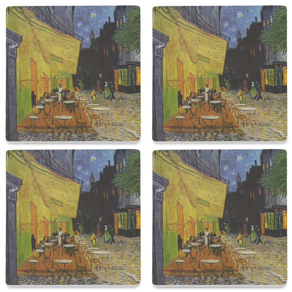 Cafe Terrace at Night (Van Gogh 1888) Set of 4 Stone Coasters - See All 4 View