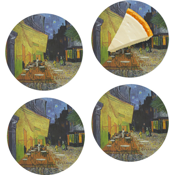 Custom Cafe Terrace at Night (Van Gogh 1888) Set of 4 Glass Appetizer / Dessert Plate 8"