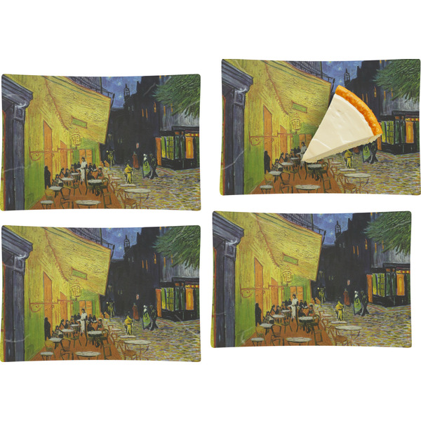 Custom Cafe Terrace at Night (Van Gogh 1888) Set of 4 Glass Rectangular Appetizer / Dessert Plate