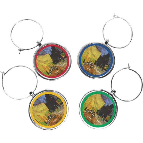 Custom Cafe Terrace at Night (Van Gogh 1888) Wine Charms (Set of 4)