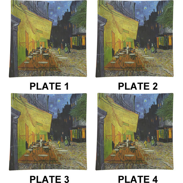 Cafe Terrace at Night (Van Gogh 1888) Set of Square Dinner Plates (Approval)