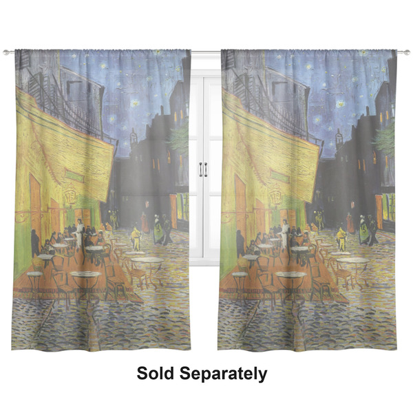 Cafe Terrace at Night (Van Gogh 1888) Sheer Curtains Double