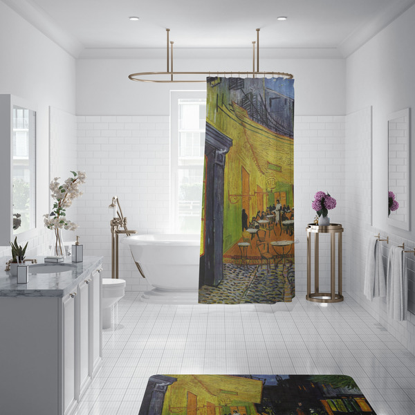 Cafe Terrace at Night (Van Gogh 1888) Shower Curtain - 70"x83" - In Context