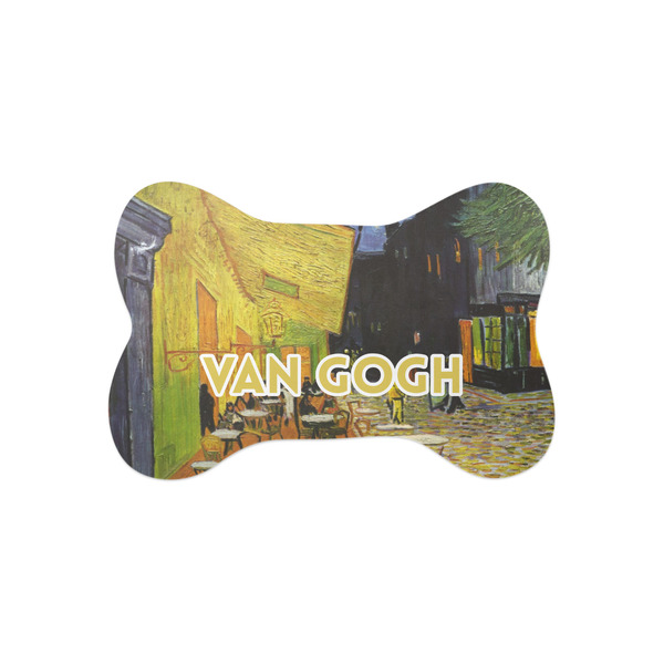 Custom Cafe Terrace at Night (Van Gogh 1888) Bone Shaped Dog Food Mat (Small)