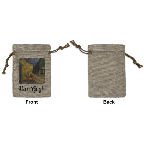 Cafe Terrace at Night (Van Gogh 1888) Small Burlap Gift Bag - Front Approval
